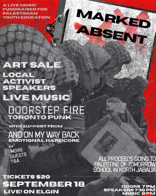 Marked Absent - a fundraiser for Palestinian Youth Education