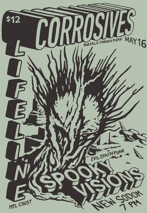 Corrosives (Buffalo, NY), Lifeline (Mtl), Spooky Visions (Buffalo, NY) @ New Sodom